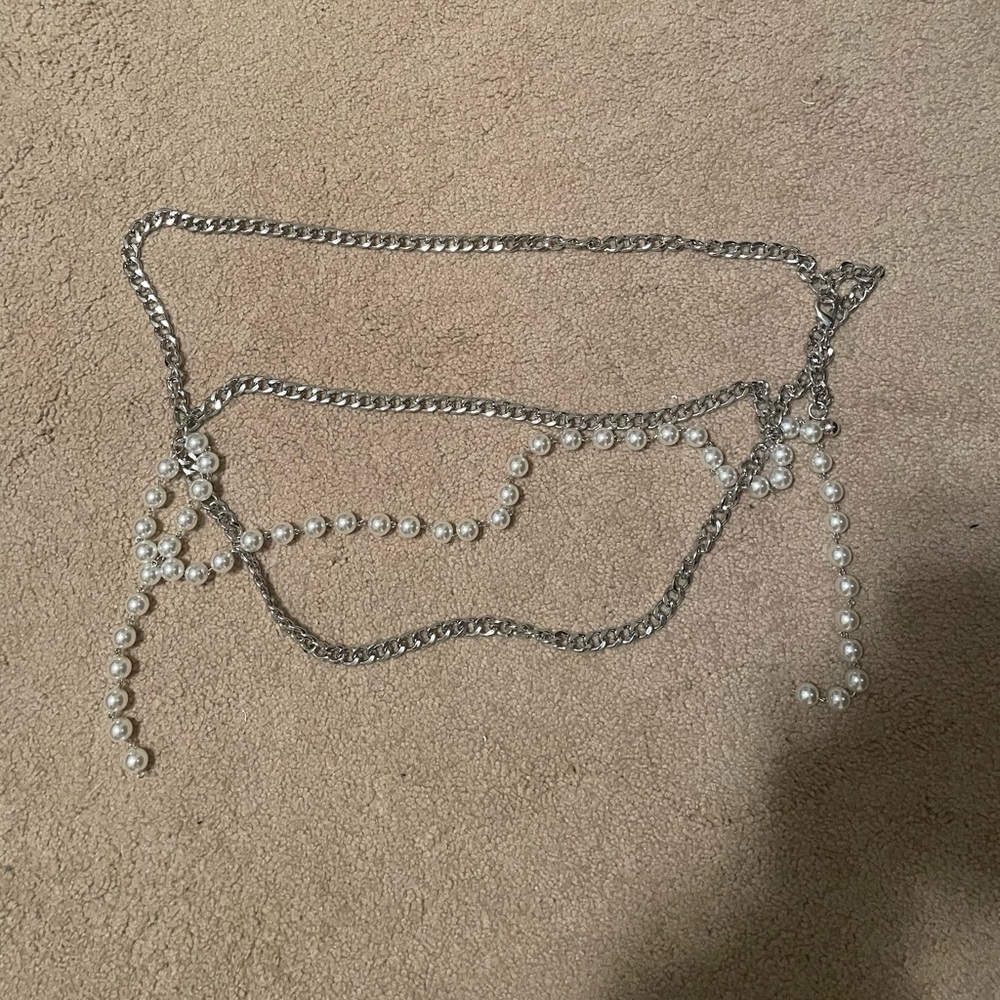 12th Tribe MIMI PEARL AND SILVER CHAIN BELT